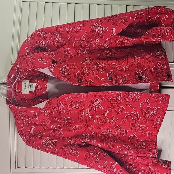 Jean Jacket By L.L.Bean Red Size Petite Large 2 Front Slip Pockets - Picture 1 of 6